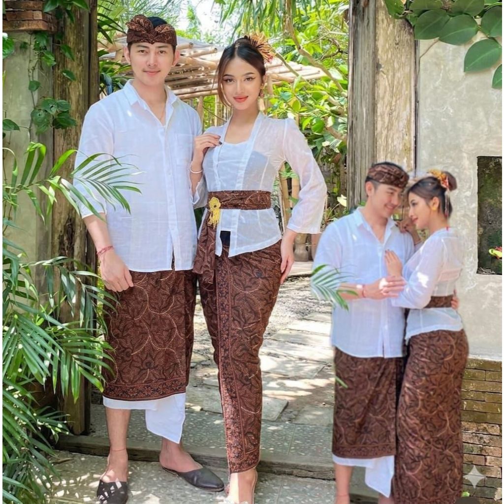 SET COUPLE BATIK INDIGO KAMEN SELENDANG WANITA | SAPUT UDENG PRIA | PAKAIAN ADAT BALI