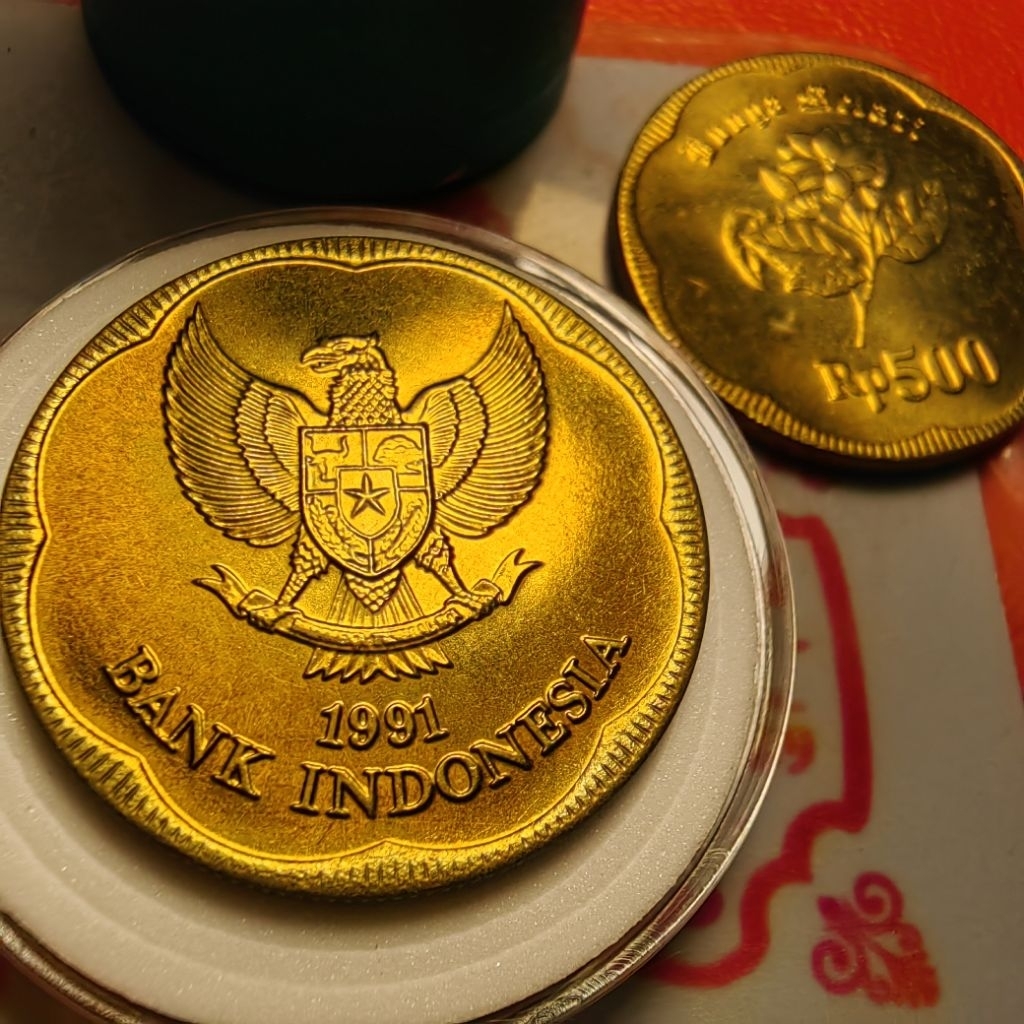 koleksi 500 rupiah melati 1991 GRESS sudah di kemas pelindung koin