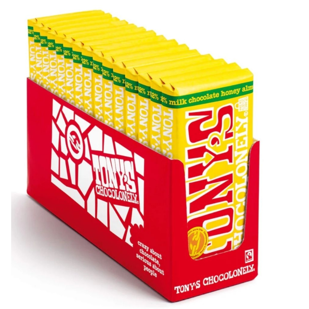 Tony's Chocolonely chocolate bars.