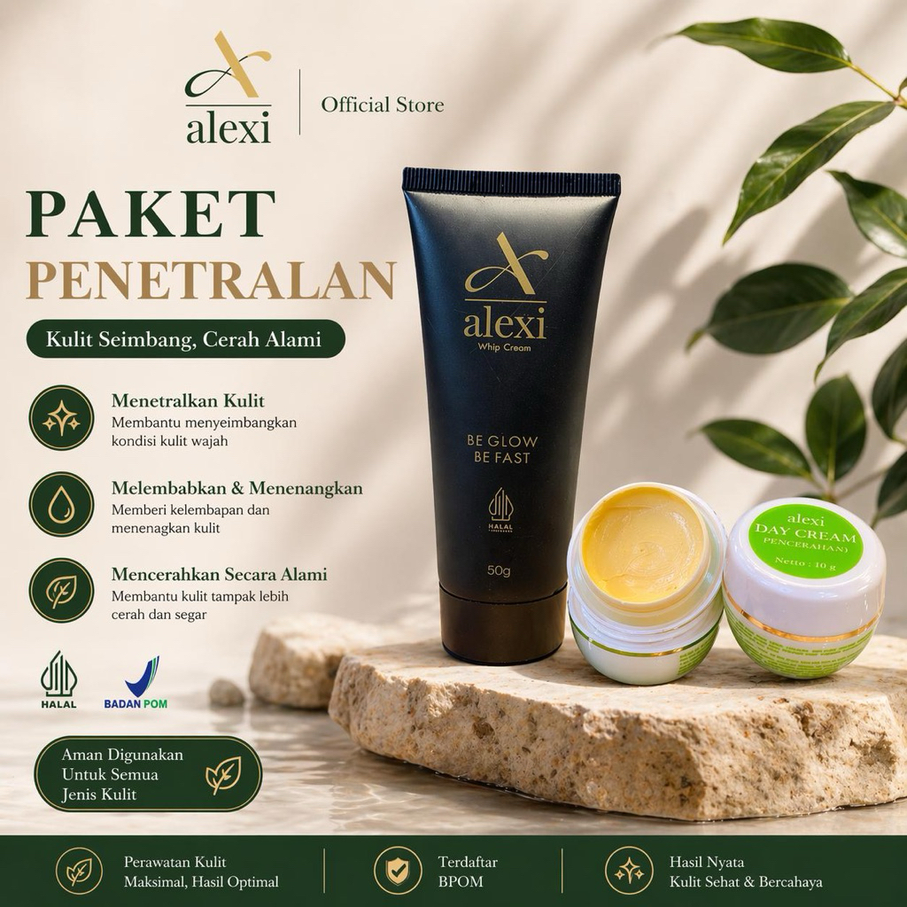 ALEXI PAKET PENETRALAN menetralkan wajah dari kandungan skincare bermerkuri hydroquinon dan lainnya