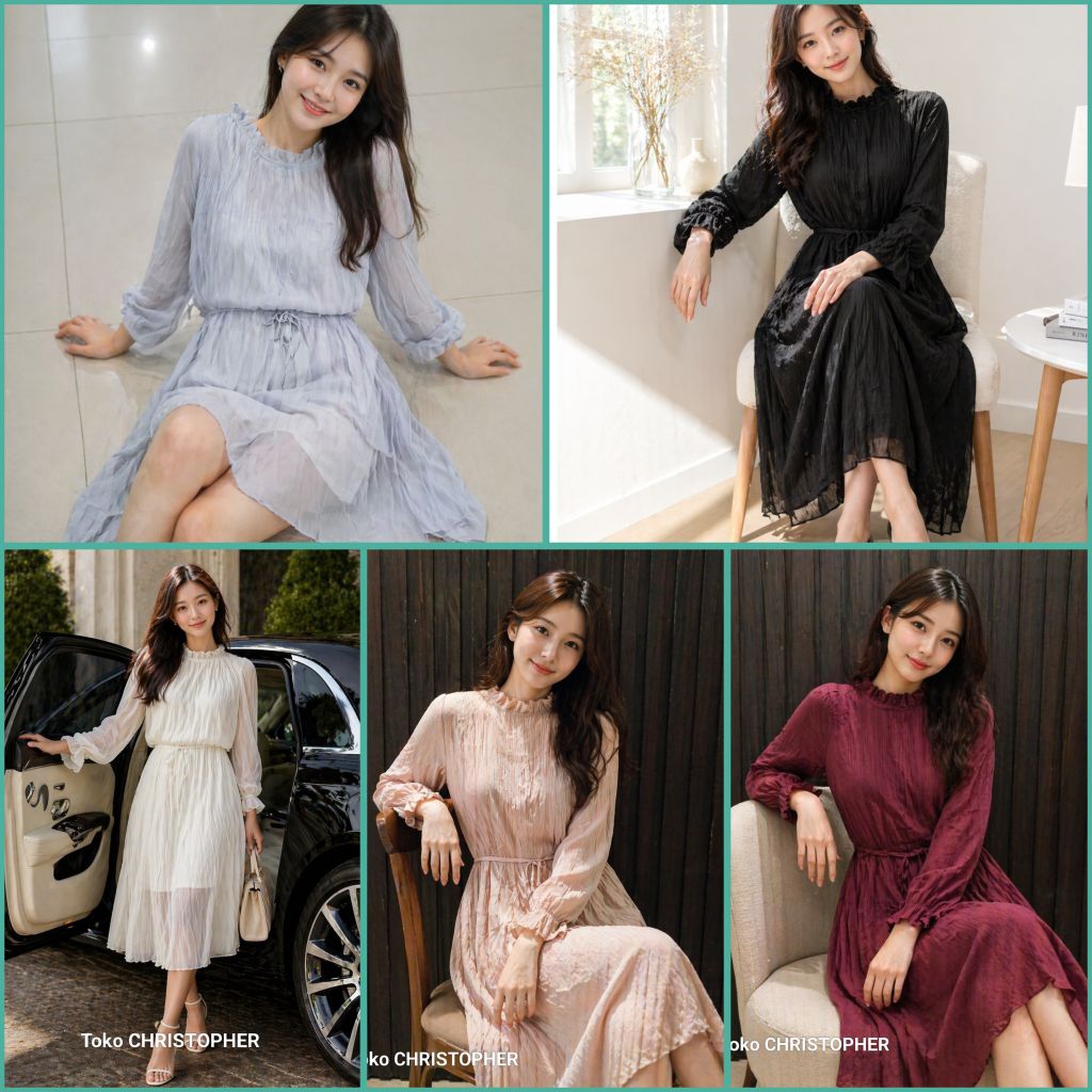 Dress Korea style, dress fashion,dress import, dress panjang, dress murah