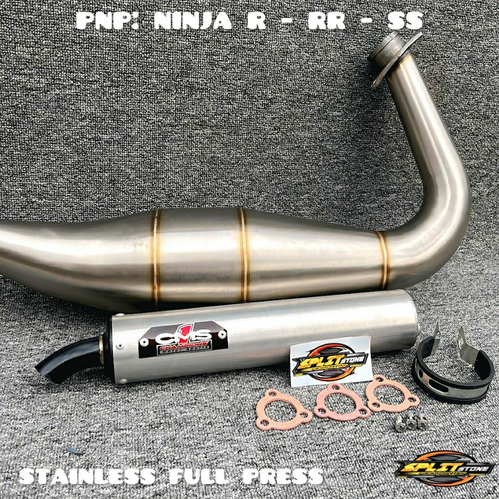 Knalpot Ninja R RR SS Kobra CMS1 Full Press Stainless Silencer Almunium Las Anti Bocor PnP