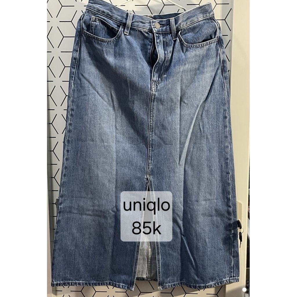 preloved bawahan rok jeans denim skirt uniqlo