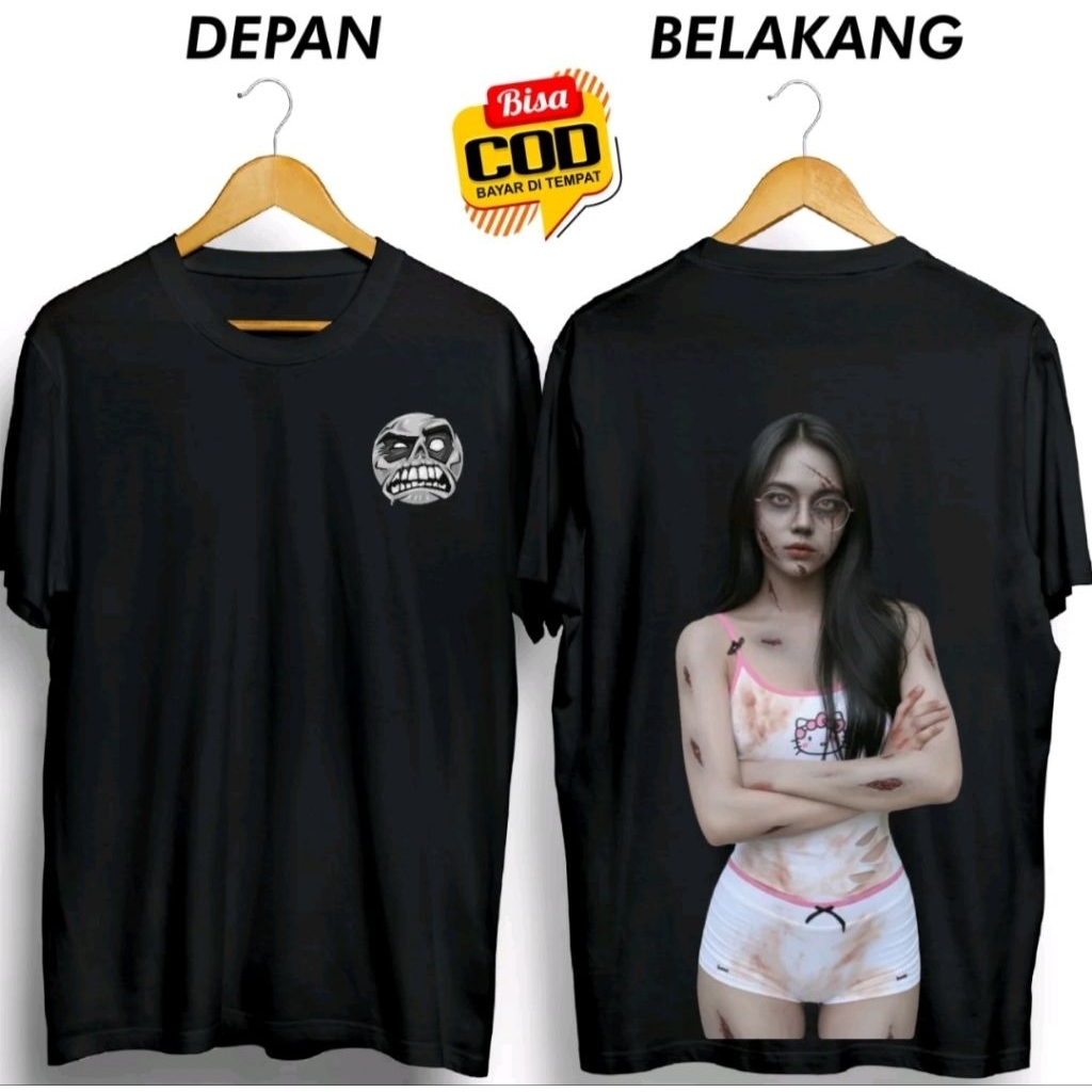 KAOS DISTRO HANTU CEWEK SEKSI BAJU PUTIH
