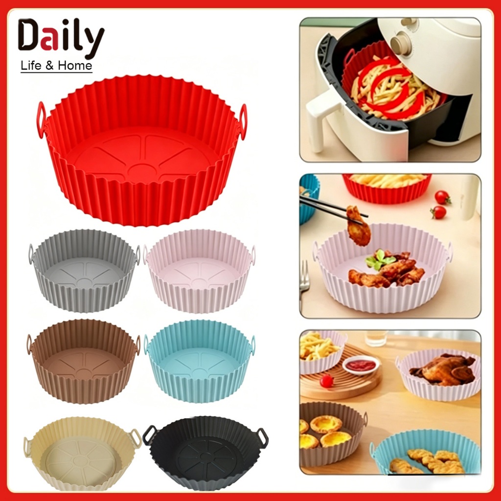 Silicone Air Fryer Pot 17cm Loyang Kue Bolu Anti Lengket - Alas Air Fryer Silikon Tahan Panas Reusab