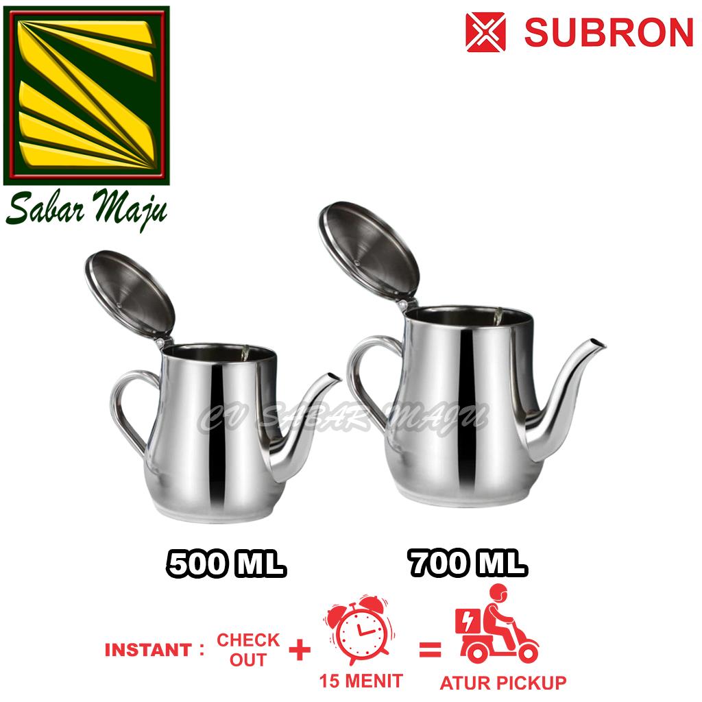 Subron Oil Pot Stainless Steel / Wadah + Saringan Minyak Sayur Tebal Ukuran 500 ml, 700 ml, 1.200 ml