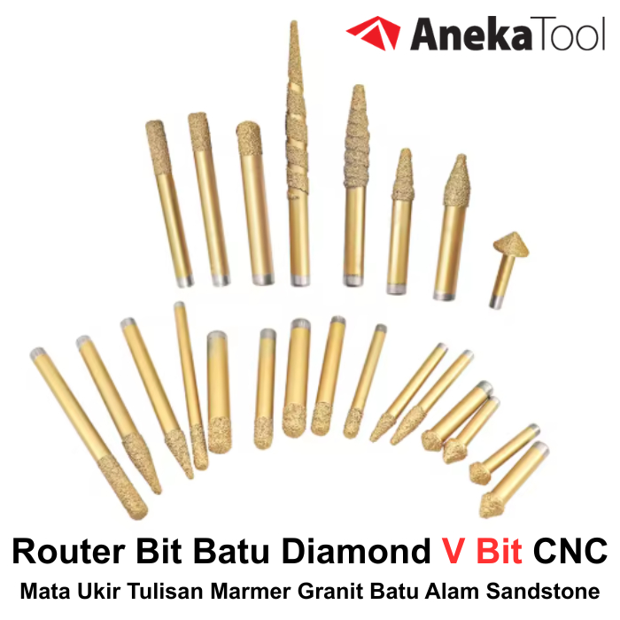 Router Bit Batu Diamond V Bit CNC - Mata Ukir Tulisan Marmer Granit Batu Alam Sandstone