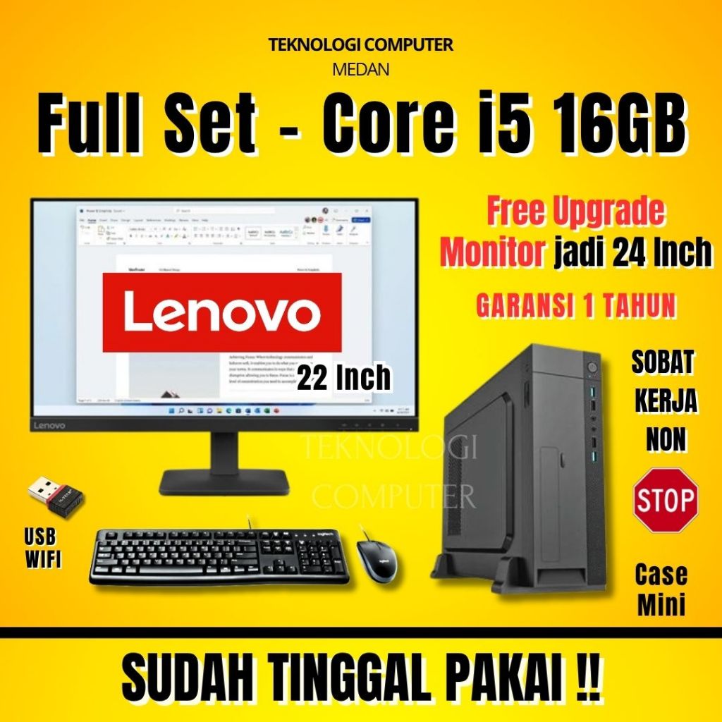 Core i5 | Full Set | Lenovo Mini Case  | Kantor Admin Sekolah | Komputer CPU Rakitan