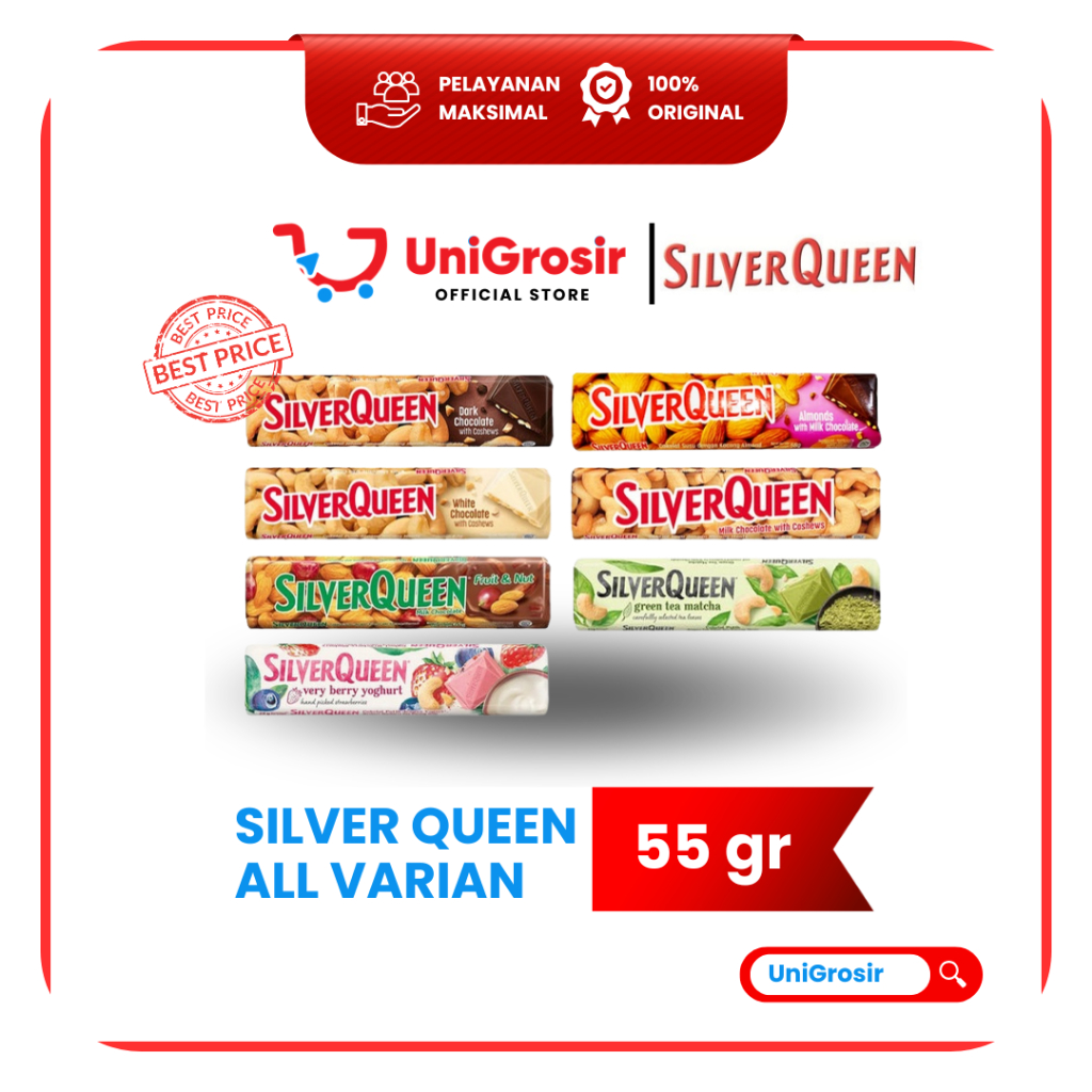 [UniGrosir] SILVER QUEEN SILVERQUEEN MILK CHOCOLATE S ALMOND MACTHA FRUIT NUT BERRY YOUGERT  COKLAT 