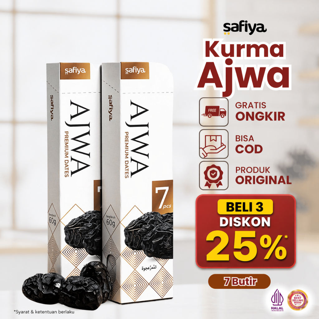 Safiya Kurma Ajwa 7 Butir Kurma Madinah Nabi Original Premium