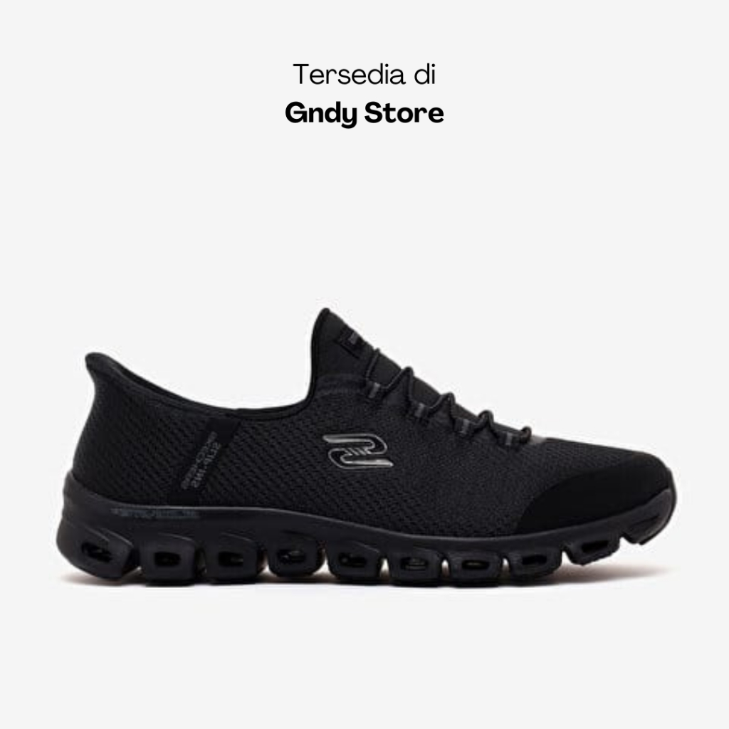 Sepatu Slip On Wanita Skechers Glide Step 104547/BBK Full Black Women