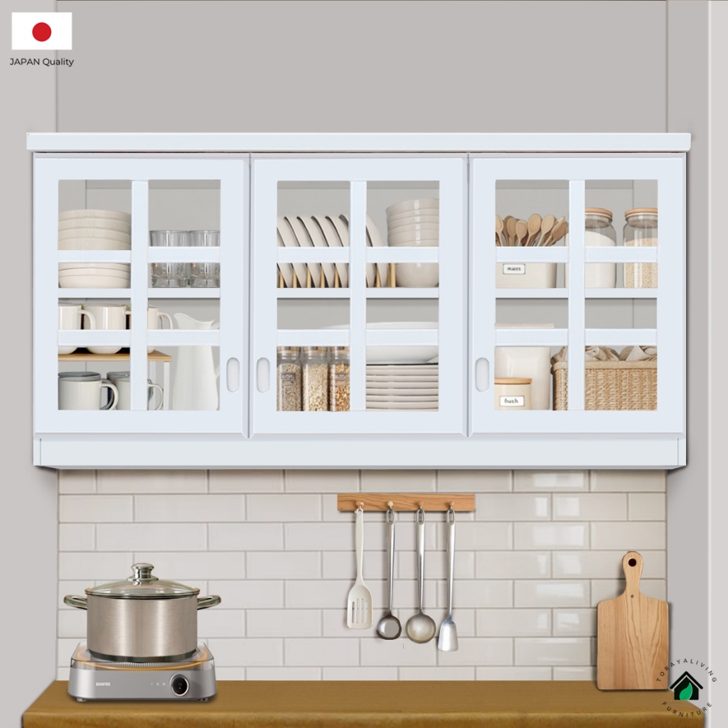 Toraya - Lunara Lemari Dapur Atas 3 Pintu Kaca: Lemari Dapur/ Kitchen Cabinet/ Lemari Gantung