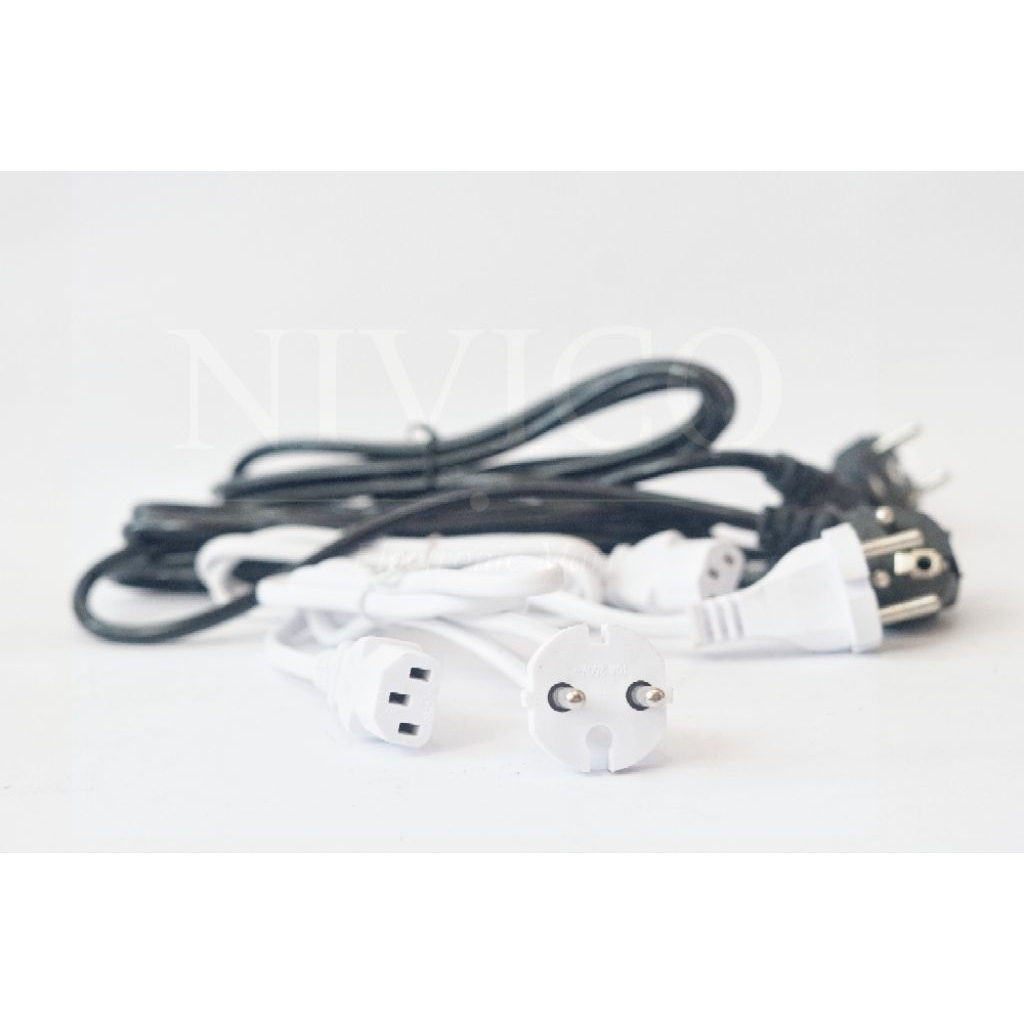 Kabel POWER IEC C13 3 lubang; IEC C5 3 lubang; AC8 EU 2 lubang, untuk komputer, laptop, radio, rice cooker, kettle dll