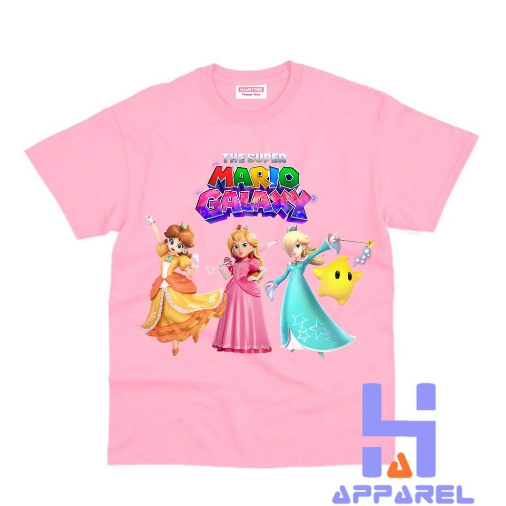 BAJU ANAK KAOS ANAK KARAKTER PRINCESS PEACH PRINCESS DAISY PRINCESS ROSALINA LUMA THE SUPER MARIO GA