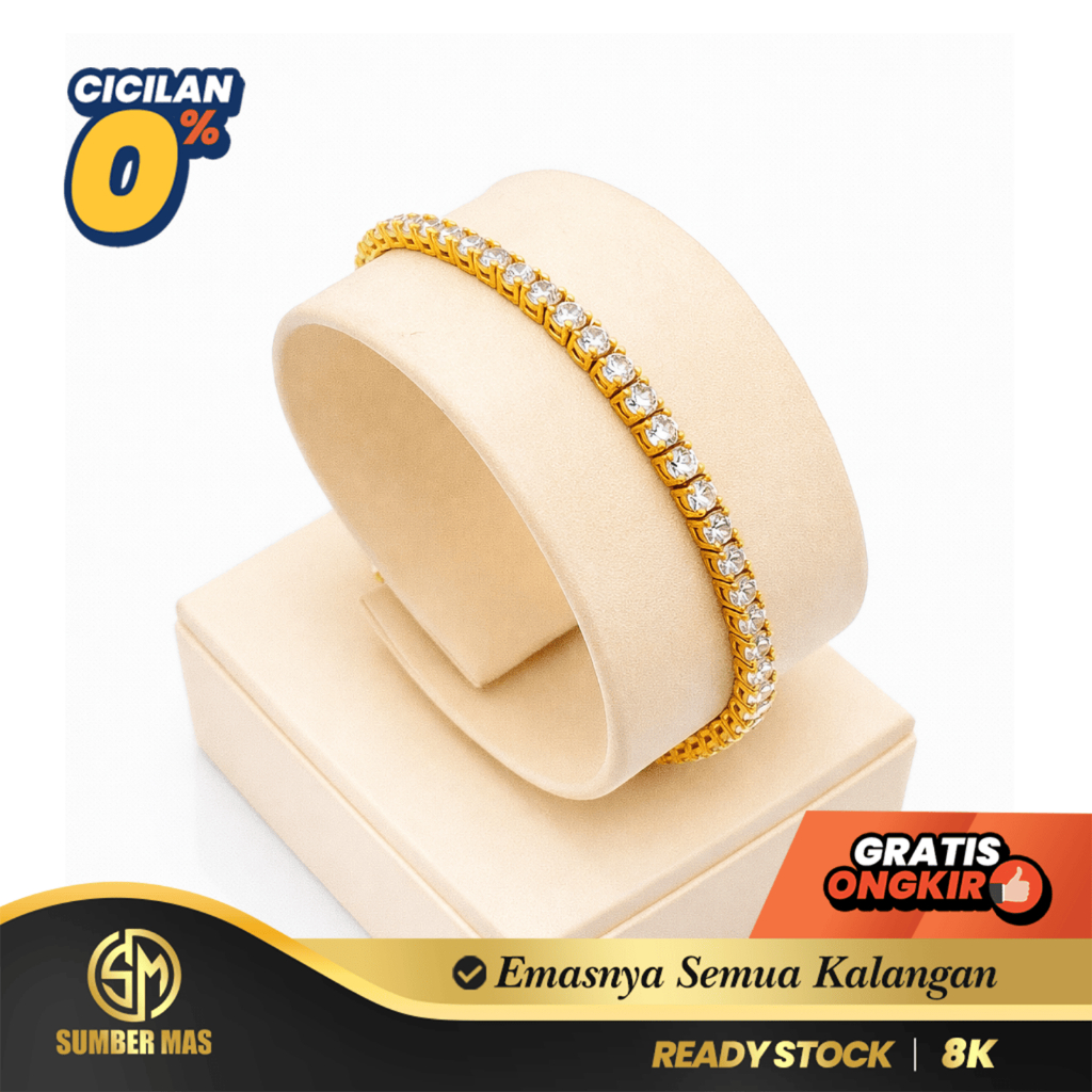 SUMBER MAS - Gelang Krepyak Emas Diamond Look Fashion 8K