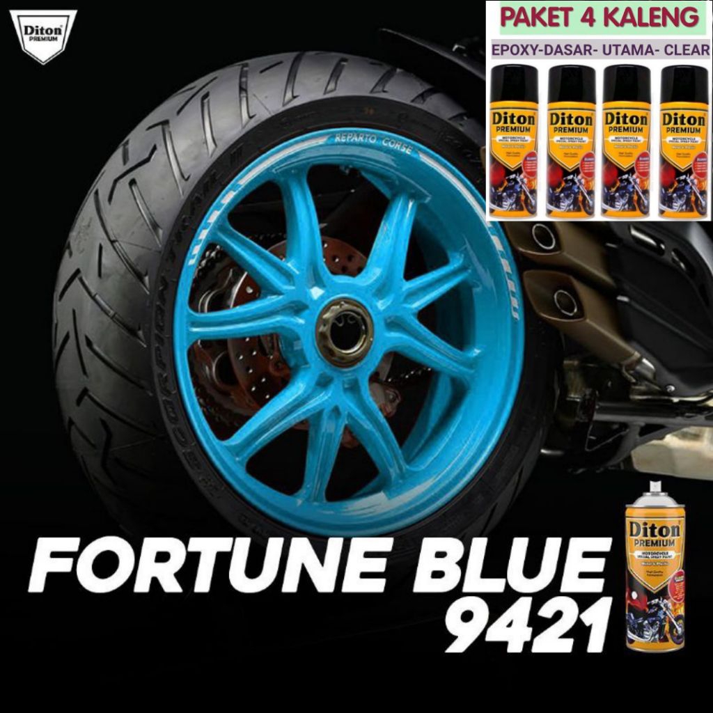 Pilok Biru Langit 9421 Paket Fortune Blue Diton Premium 4 Klg Cat Semprot Sepeda Motor Mobil Velg Ra
