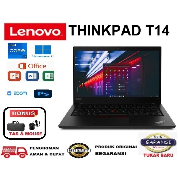 LENOVO LAPTOP THINKPAD T14 i7 Gen 10th TOUCHSCREEN RAM 32GB/1TB MURAH BERGARANSI