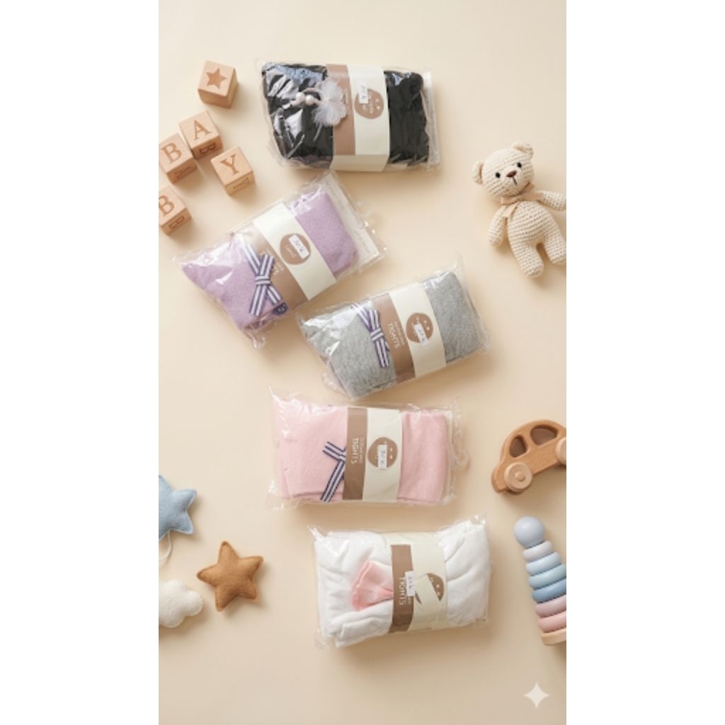 Legging Anak Perempuan import Stocking Bayi Rajut Knit Pita