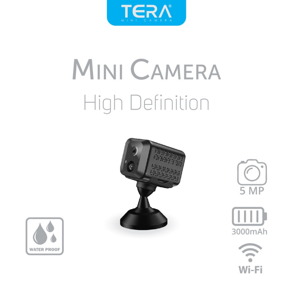 TERA Mini Camera Smart CCTV Wifi Waterproof High Definition HD 1080 5MP Buid in Batrery 3000mAh Kame