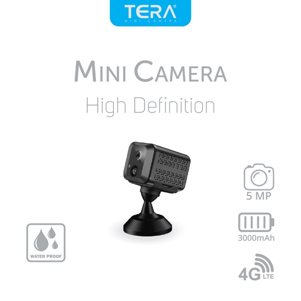 TERA Mini Camera Smart CCTV SIMCARD 4G LTE Waterproof High Definition HD 1080 5MP Buid in Batrery 30