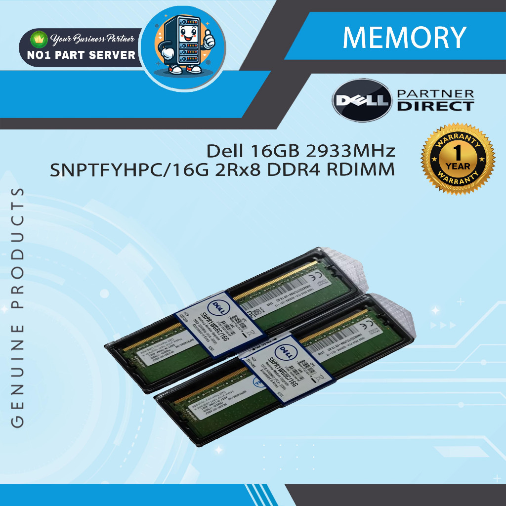 Dell 16GB 2933MHz SNPTFYHPC/16G 2Rx8 DDR4 RDIMM