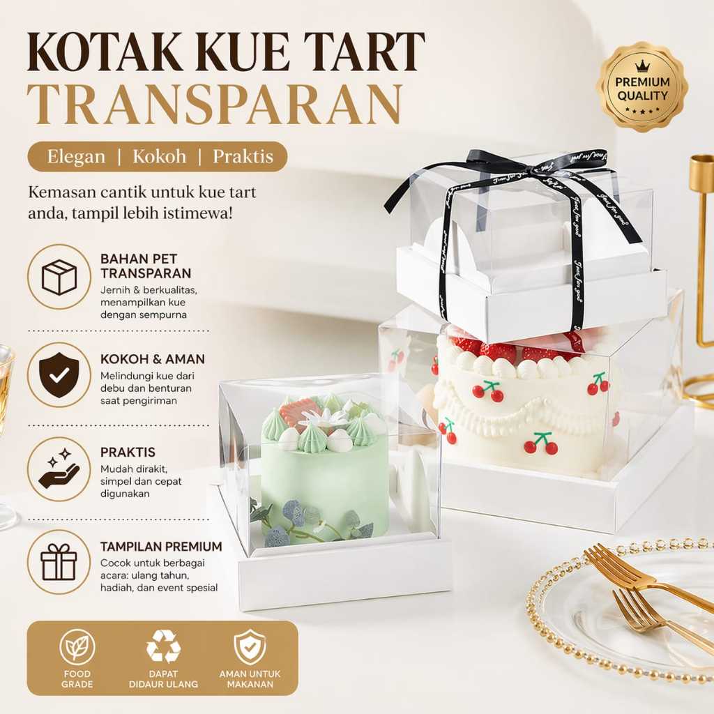 [KOTAK MIKA KUE TART ULANG TAHUN] Mika Kue Ulang Tahun Transparan, Packaging Kue Tart Box Mika Kue H