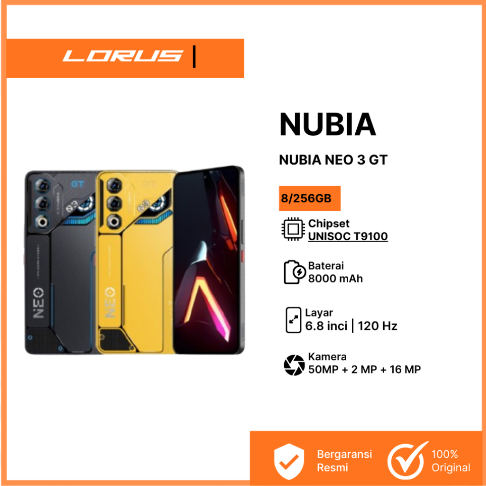 NUBIA NEO 3 GT 8/256GB 5G l UNISOC T9100 l Kapasitas baterai 6000 mAh