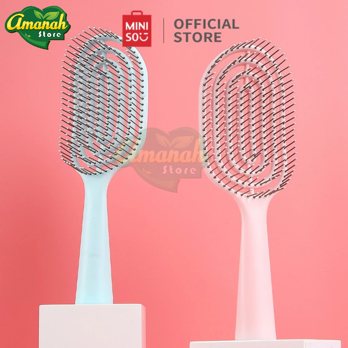 Miniso sisir rambut mini portabel vertikal membersihkan diri scalp massager sisir kecil anti kusut r
