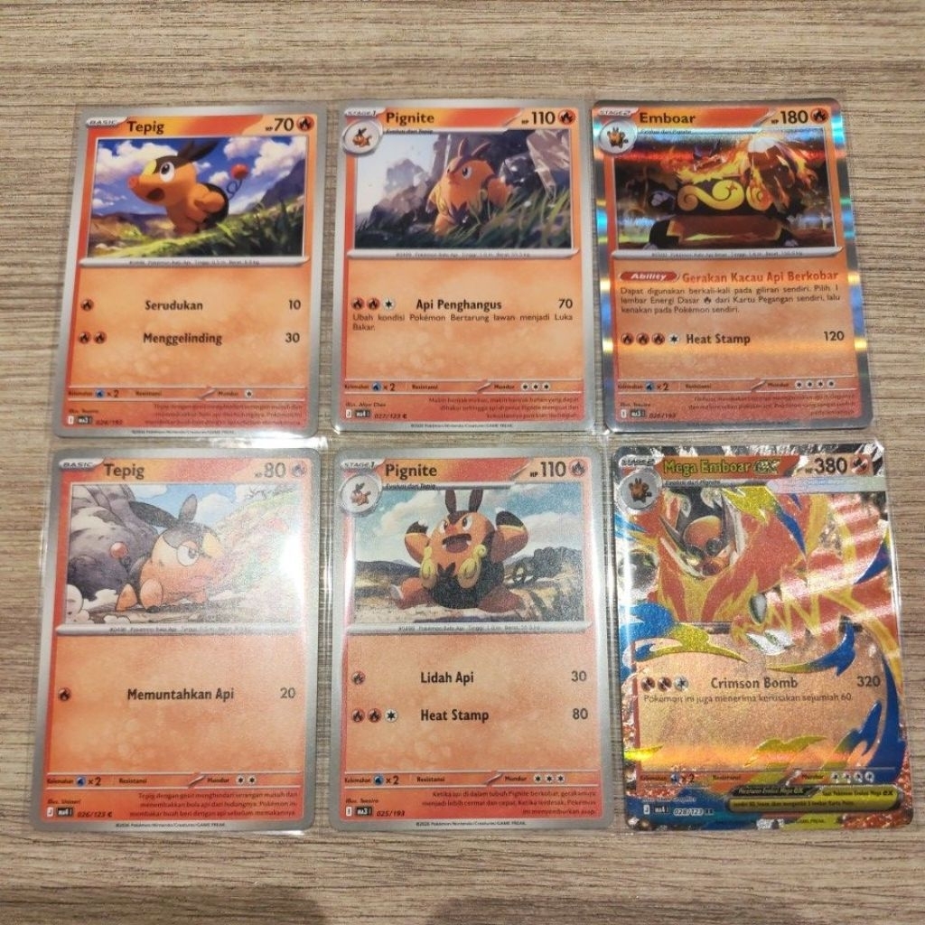 POKEMON TGC - Tepig / Pignite / Emboar /Mega Emboar EX *paket Evolusi
