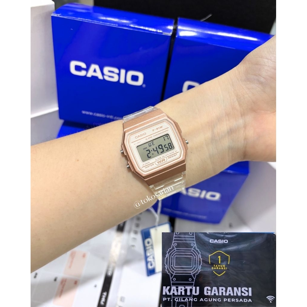 Jam Tangan Casio F-91WS-7DF Warna Transparan Unisex Pria dan Wanita