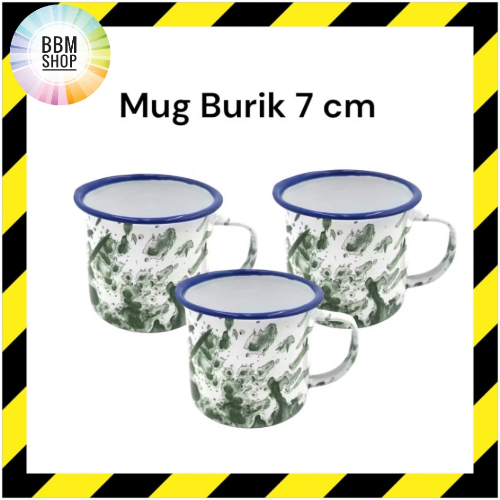 Gelas Mug Cangkir Enamel Jadul 7cm