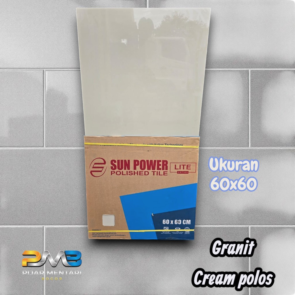Granit Double Loading Lantai Dinding  Cream Polos 60x60 SUN POWER