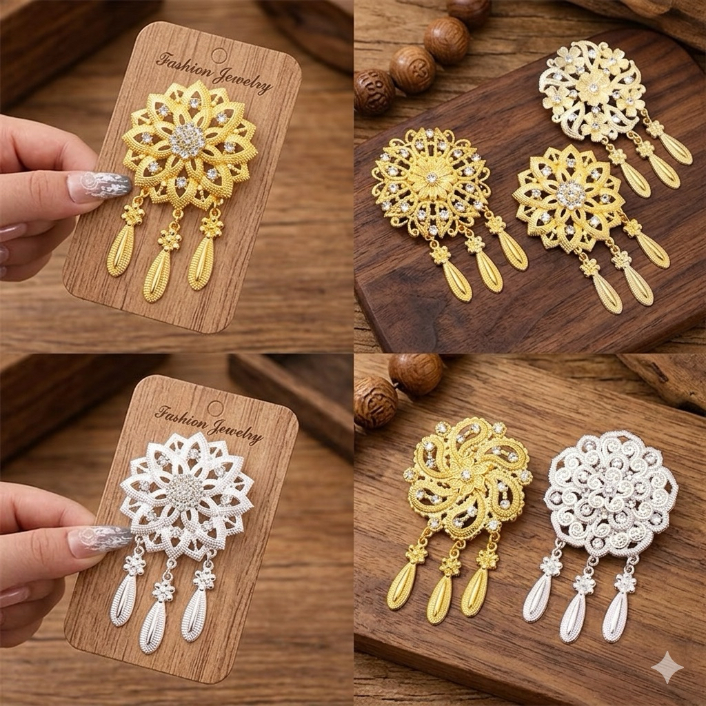Bros Kebaya Kutubaru Mewah - Bros Etnik Susun Jurai Gold & Silver Premium - Bros Dada Hijab Pesta El