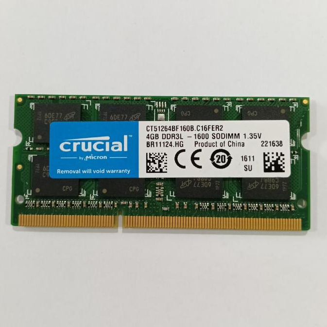 608. RAM LAPTOP CRUCIAL DDR3L 4GB SODIMM 1600Mhz