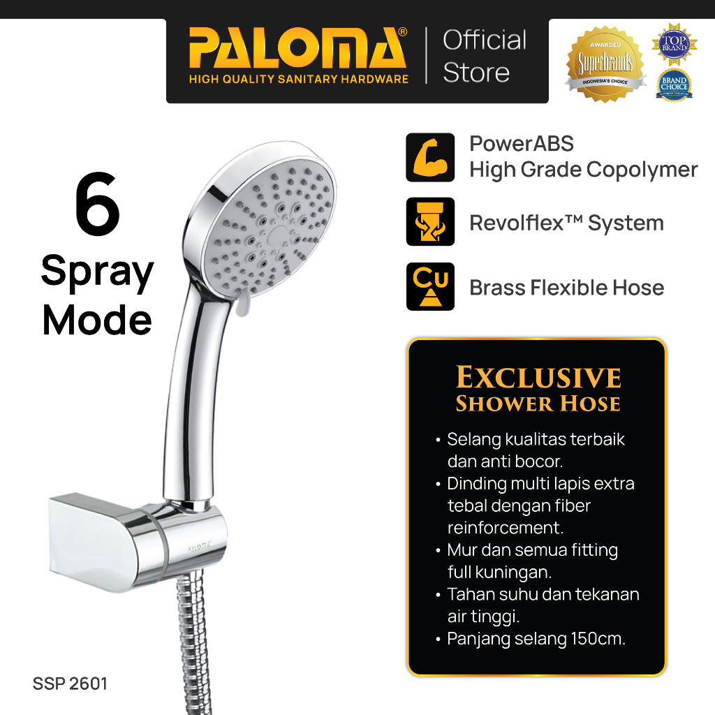 PALOMA SSP 2601 Shower Set Handshower Mandi Hand Shower Kepala Shower Head Air Paket Stainless Steel