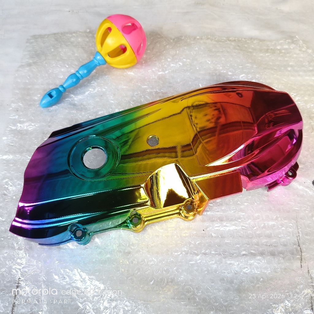 cover tutup cvt honda beat karbu scoopy karbu spacy plastik chrome pelangi variasi aksesoris