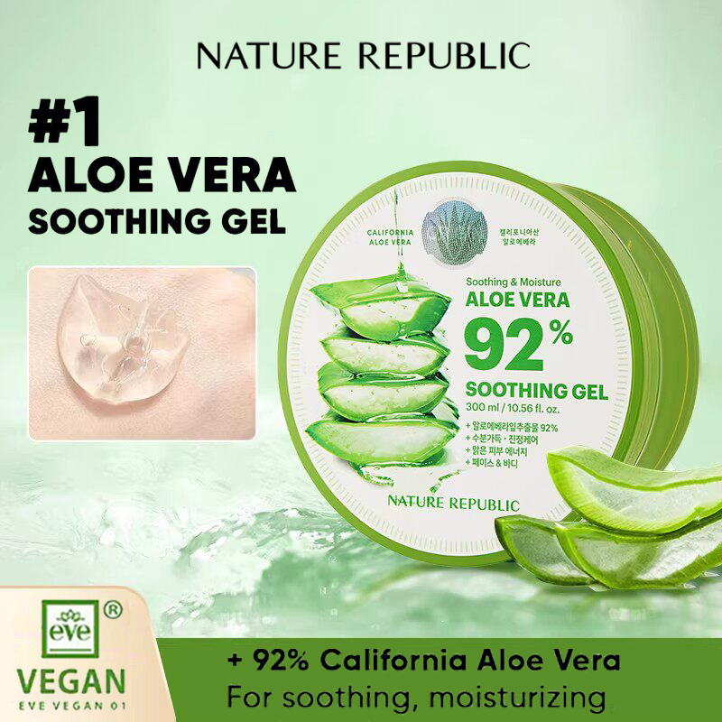 Nature Republic Soothing & Moisture Aloe Vera 92% Soothing Gel 300ml Soothing Gel Aloe 92% untuk Kul