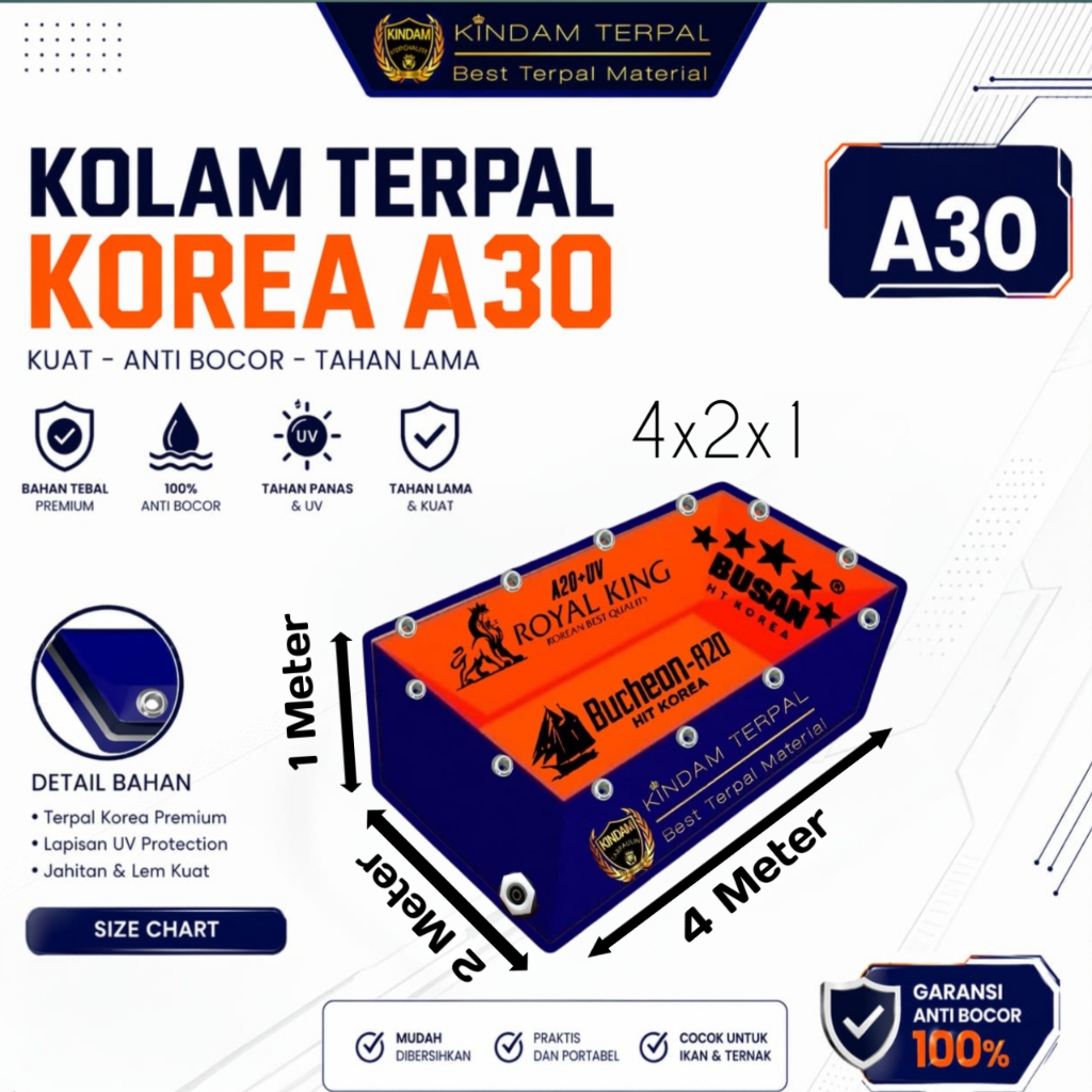 TERPAL KOLAM KOREA 4x2x1 A20 BERGARANSI MURAH | KOLAM TERPAL IKAN LELE, NILA, GURAME