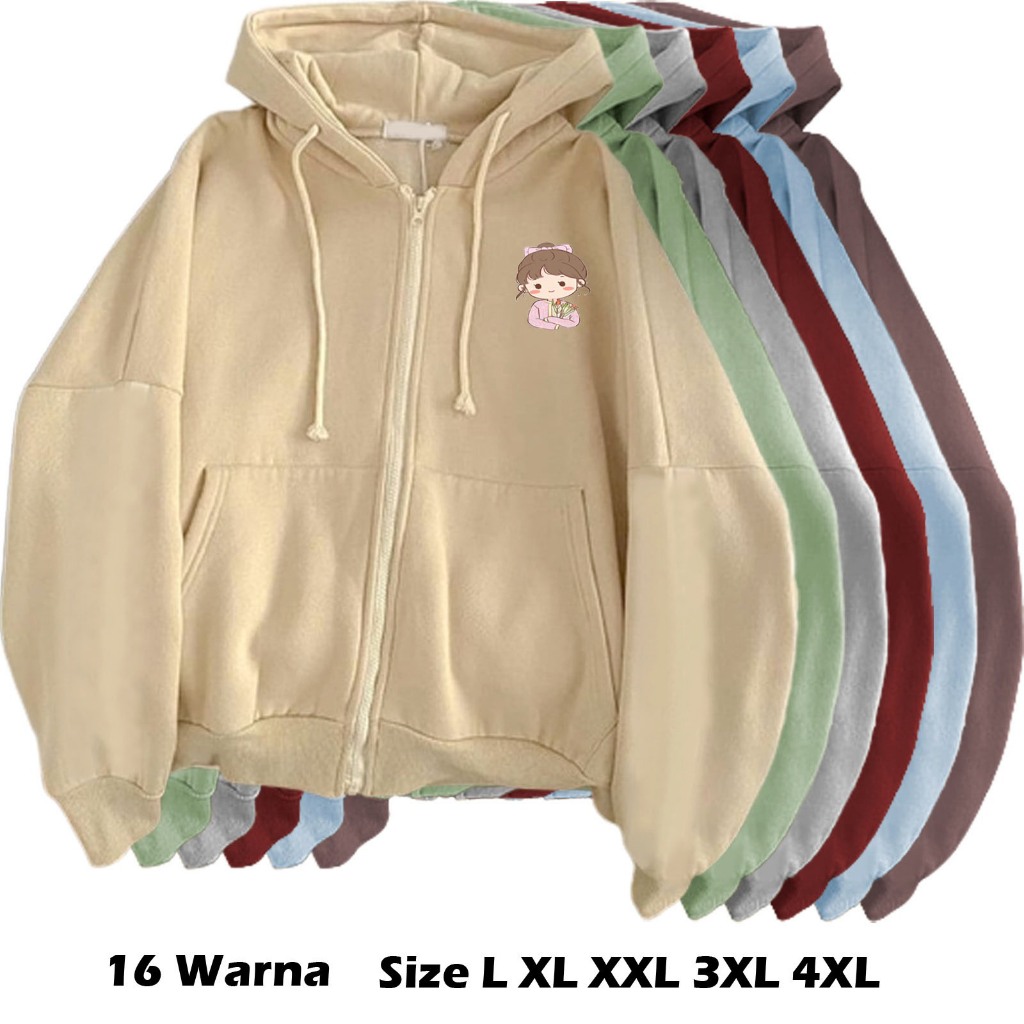 Jaket wanita resleting Nice Woman terbaru 2026 hoodie cewek dewasa size S M L XL XXL 3XL 4XL jaket w