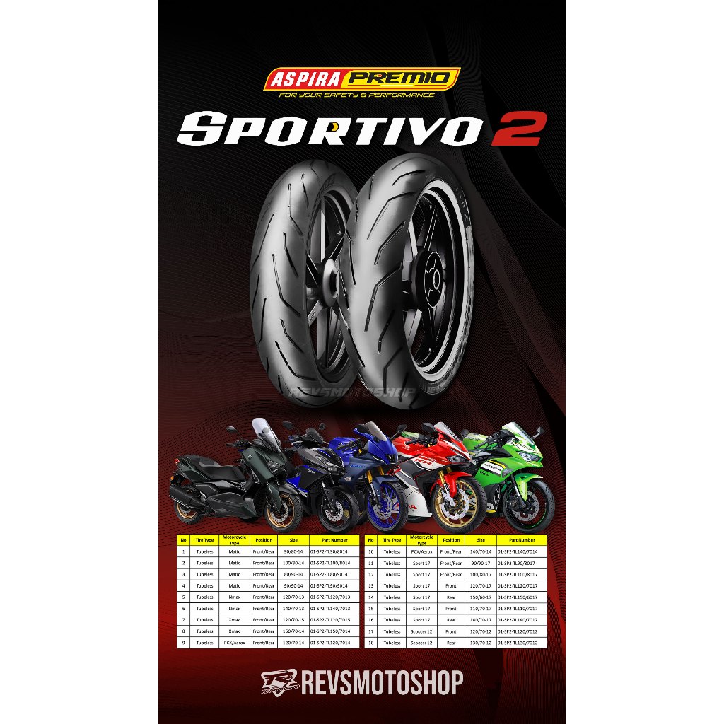 ASPIRA PREMIO SPORTIVO 2 NMAX RING 13 BAN TUBELESS