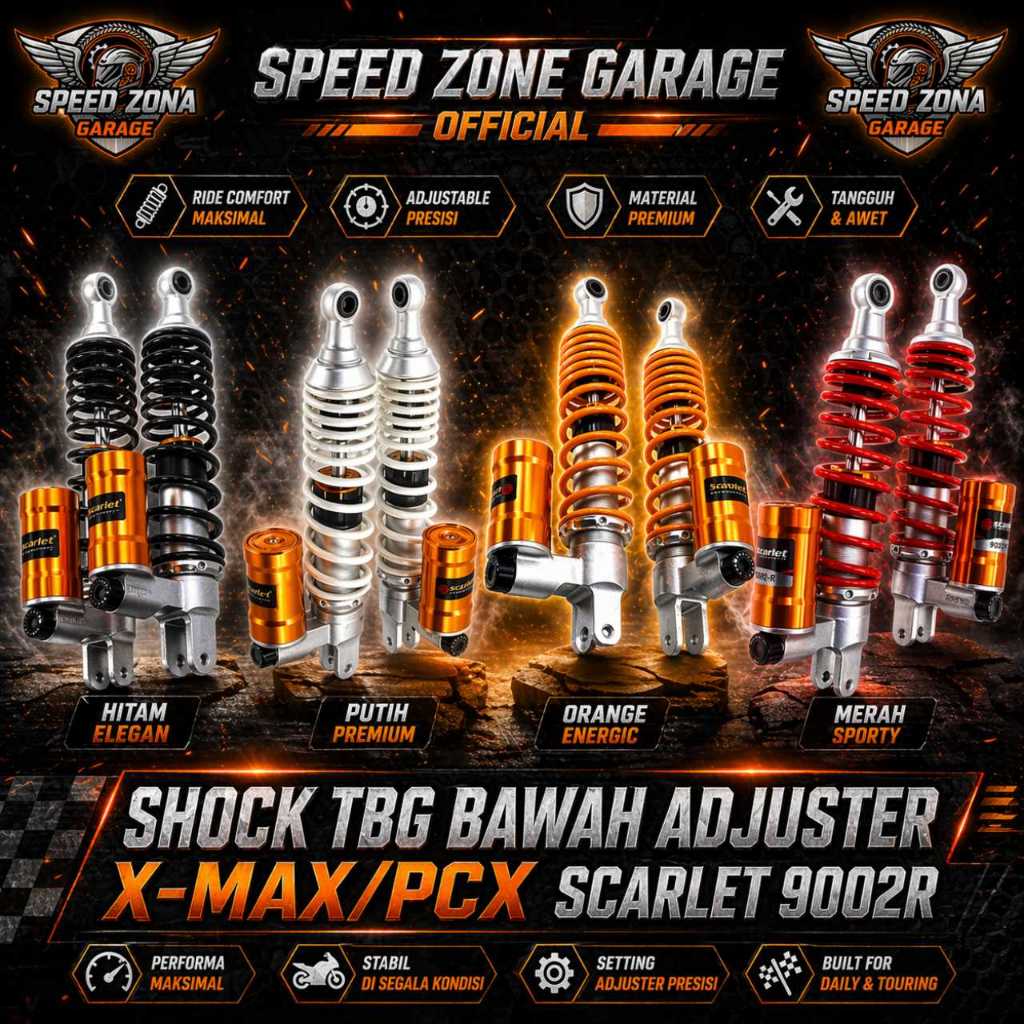 Scarlet Racing - Shock Absorber Shockbreaker Skok Tabung Bawah Adjuster 9002 R N MAX Old X MAX PCX 1