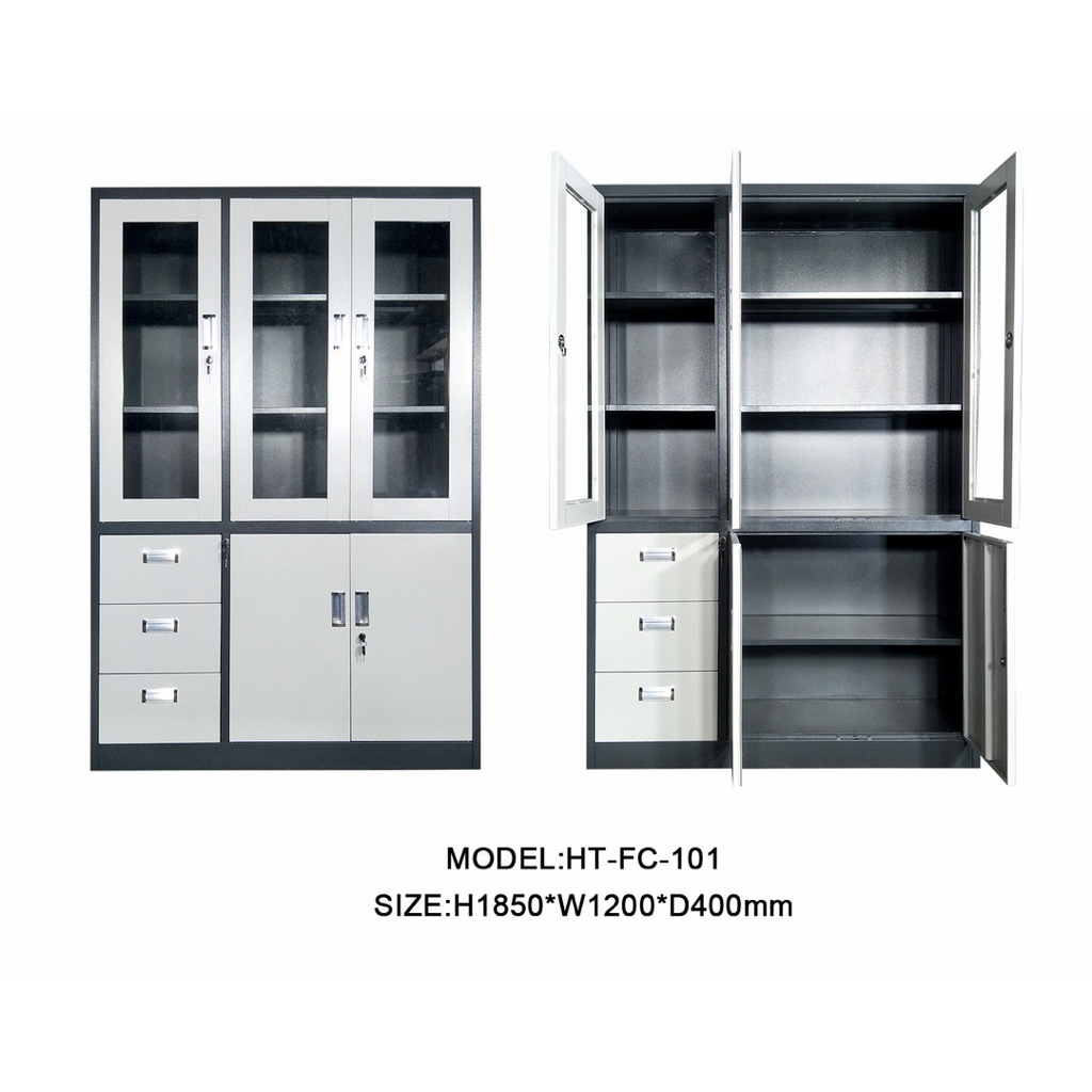 Lemari Rak Buku Kas / Lemari Arsip Kantor Plat Besi 3 pintu / 2 pintu Kabinet Buku Catatan