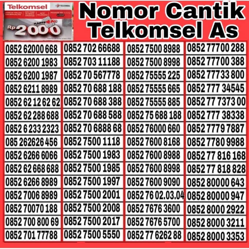 Nomor Cantik Telkomsel AS 4G Lte 8989 7778