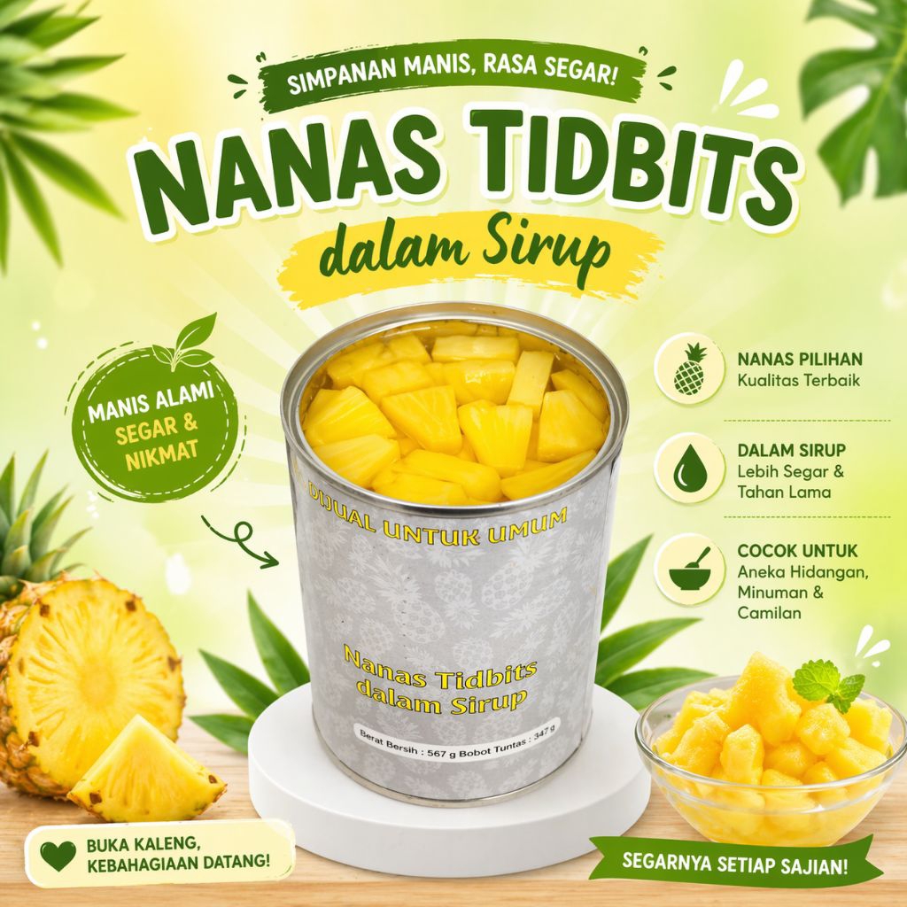 nanas dalam kemasan kaleng asli lampung | tanpa bahan pengawet