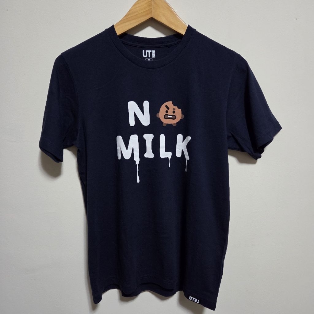 BT21 Uniqlo - No Milk Shooky (BTS Suga) Navy Cotton Shirt (Preloved)