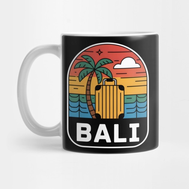 Travel Icon Bali Indonesia Suitcase Sunset Beach - Bali Coffee Mug