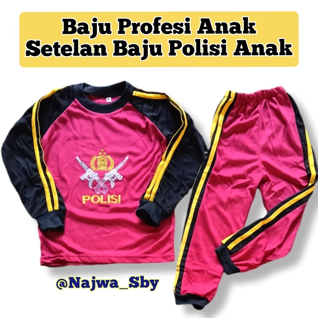 Baju Profesi Anak Setelan Baju Polisi Anak | Setelan Kaos Anak Polisi | Setelan Baju Training Anak P