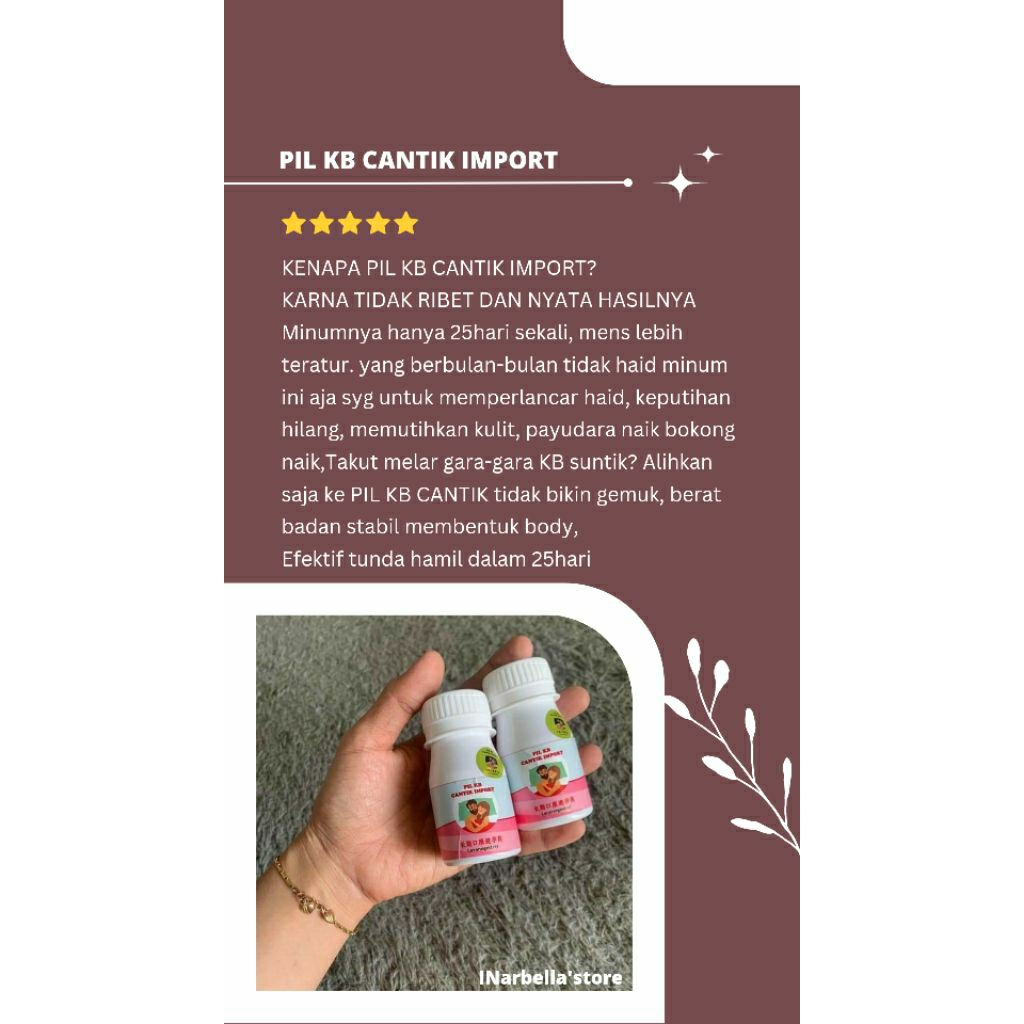 pil kb cantik import 1 botol isi 6 pil