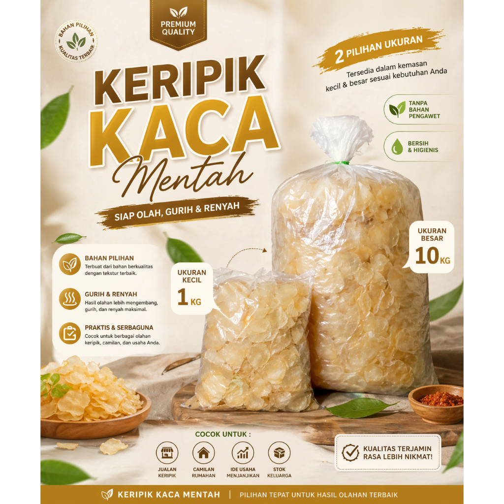 Keripik Kaca Mentah Super Renyah 1.KG & 5.KG – Bahan Pilihan, Cocok Untuk Usaha