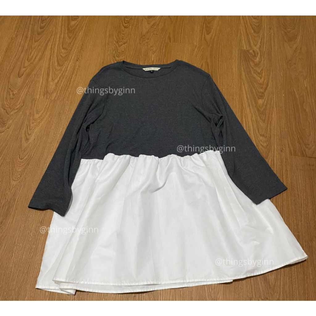 [PRELOVED] - Tunik Babydoll Kombinasi Abu Putih